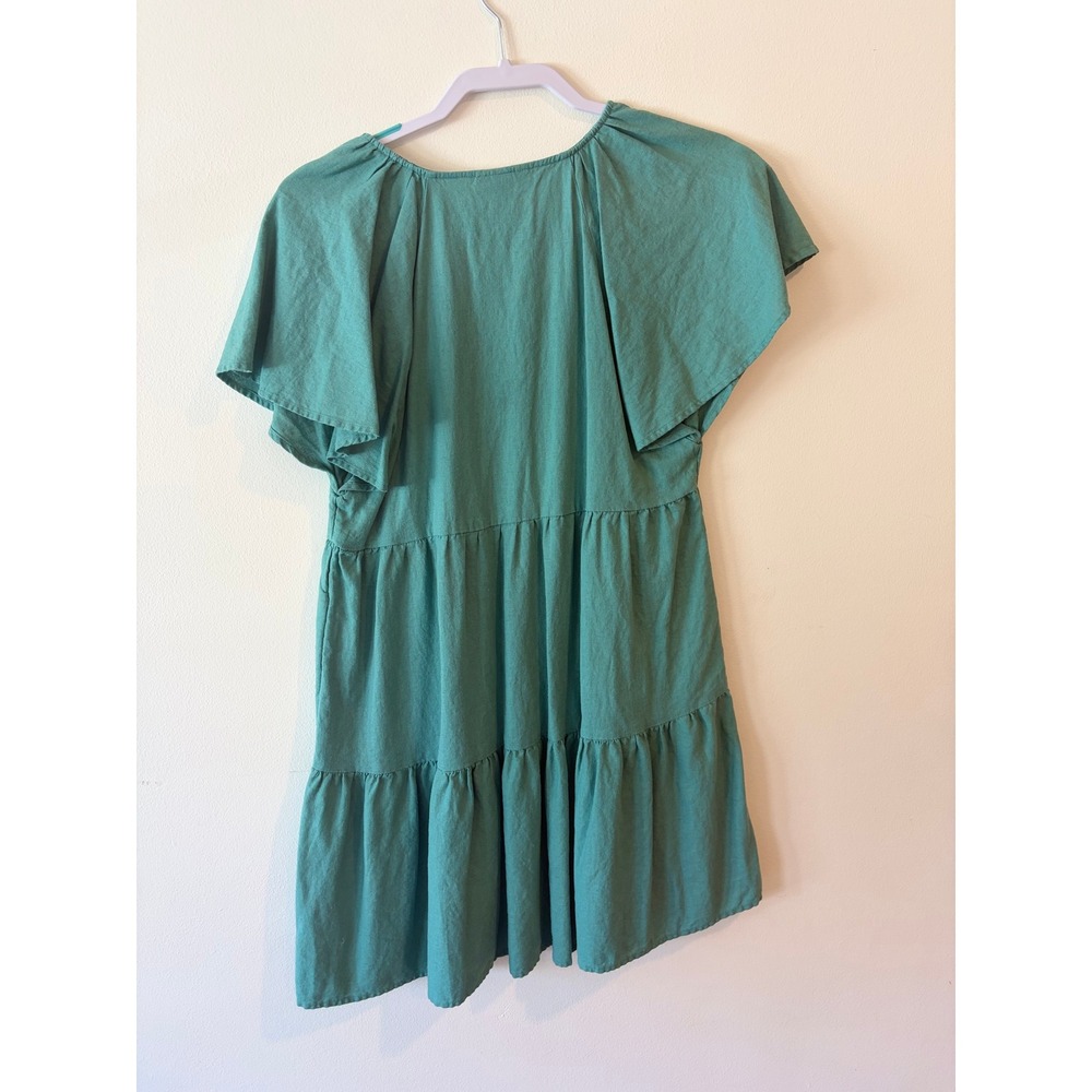 Universal Thread Womens Green Tiered Flutter Sleeve Mini Dress Medium NWOT
